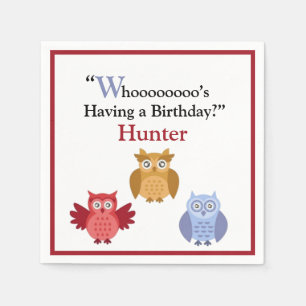 Woodland Animals Name Modern Birthday Party Paper Napkin