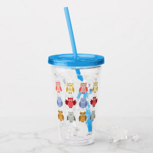 Woodland Animals Name Modern Owls Acrylic Tumbler