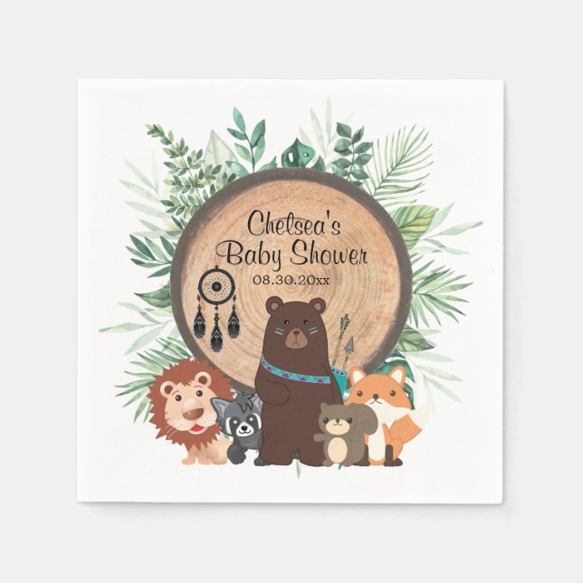  Woodland Animals Napkin (Front)