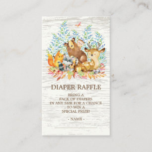 Woodland Animals Neutr Shower Diaper Raffle Ticket Enclosure Card
