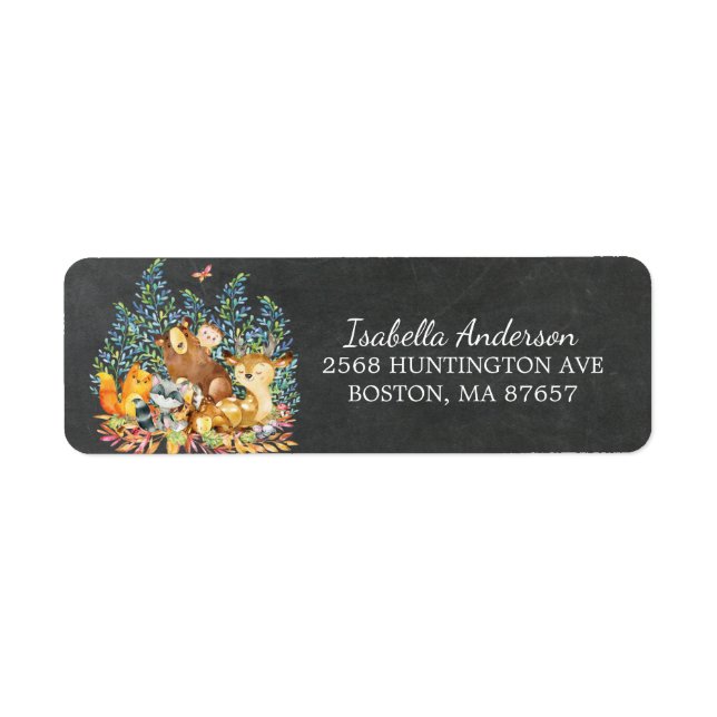 Woodland Animals Neutral Baby Shower Address Label (Front)