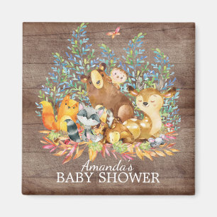 Woodland Animals Neutral Baby Shower Favour Magnet