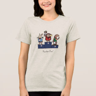 Woodland Animals Number One! Gift Podium Art Tri-Blend Shirt