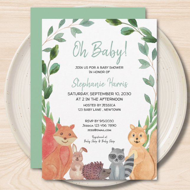 Woodland Animals Oh Baby Baby Shower  Invitation (Creator Uploaded)