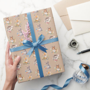 Woodland Animals on Cashmere Wrapping Paper