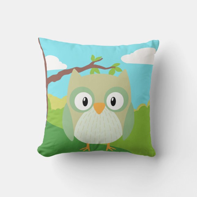 Woodland Animals Owl Pillow (Front)