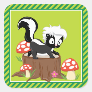 Woodland Animals Party   Skunk Square Sticker