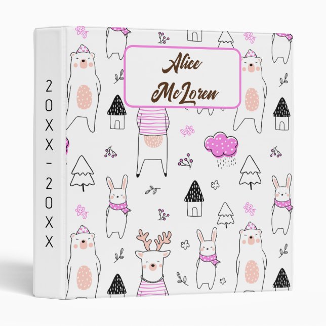 Woodland Animals Pattern Binder (Front/Spine)