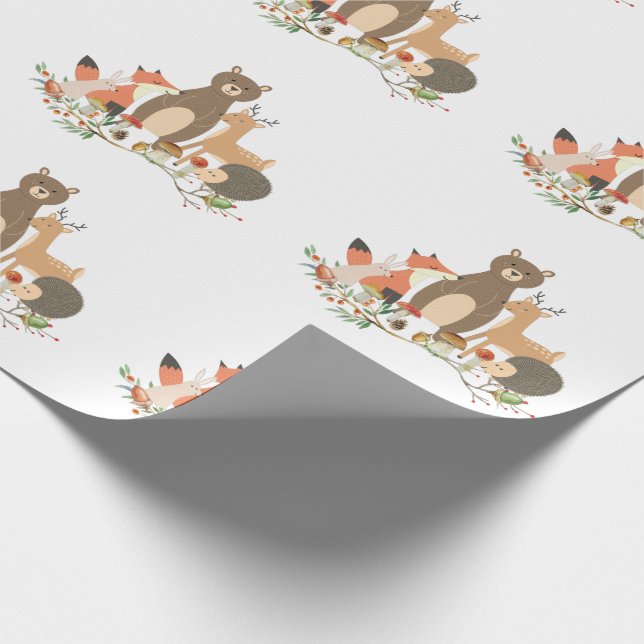 Woodland animals pattern wrapping paper (Corner)