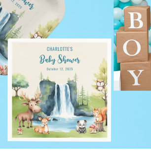 Woodland animals Personalized Baby Shower Paper Napkin