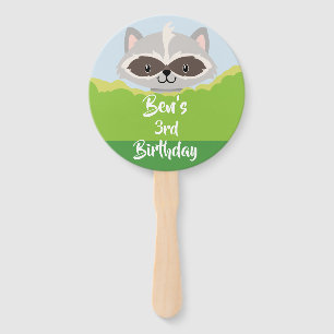 Woodland Animals Raccoon Hand Fan