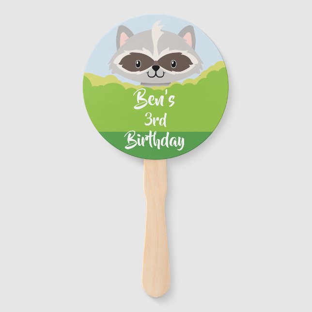 Woodland Animals Raccoon Hand Fan (Front)