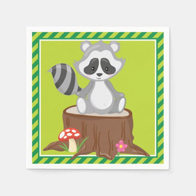 Woodland Animals | Raccoon Napkin (Front)