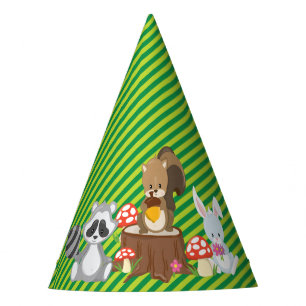 Woodland Animals Raccoon Squirrel Rabbit Party Hat