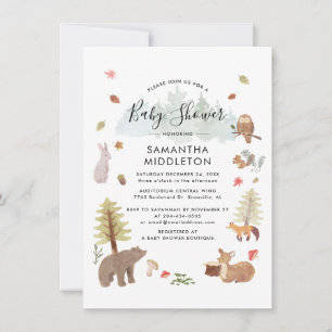 Woodland Animals Rustic Boys Baby Shower Invitation