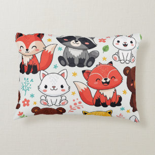 Woodland Animals Seamless Accent Pillow