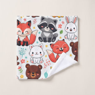 Woodland Animals Seamless Wash Cloth