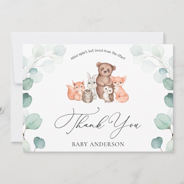 Woodland Animals Shower by Mail Thank You Postcard (Front)