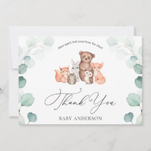 Woodland Animals Shower by Mail Thank You Postcard