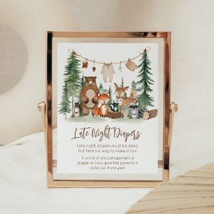 Woodland Animals Shower Late Night Diapers Sign