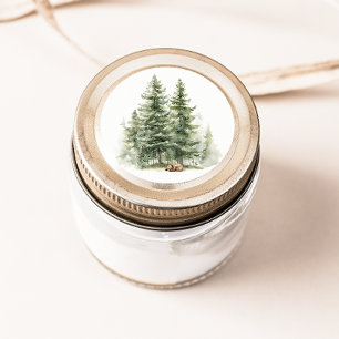 Woodland Animals   Sleepy Bear Baby Shower Favour Classic Round Sticker