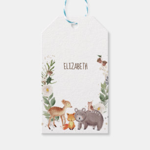 Woodland Animals Stripes Personalized Gift Tags