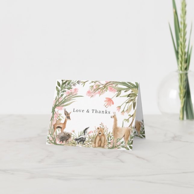 Woodland Animals | Sweet Spring Floral Thank You (Front)