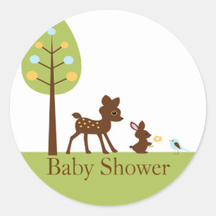 Woodland Animals Thank You Baby Shower Sticker