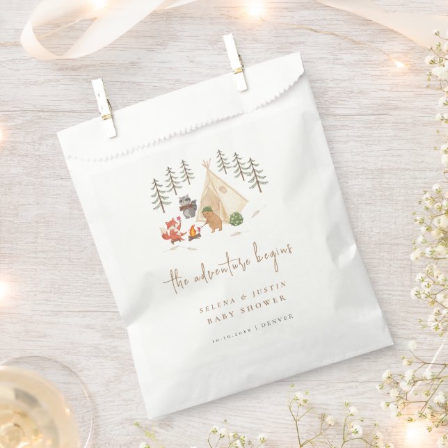 Woodland Animals The Adventure Begins Baby Shower Favour Bag (Clipped)