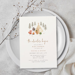 Woodland Animals The Adventure Begins Baby Shower Invitation
