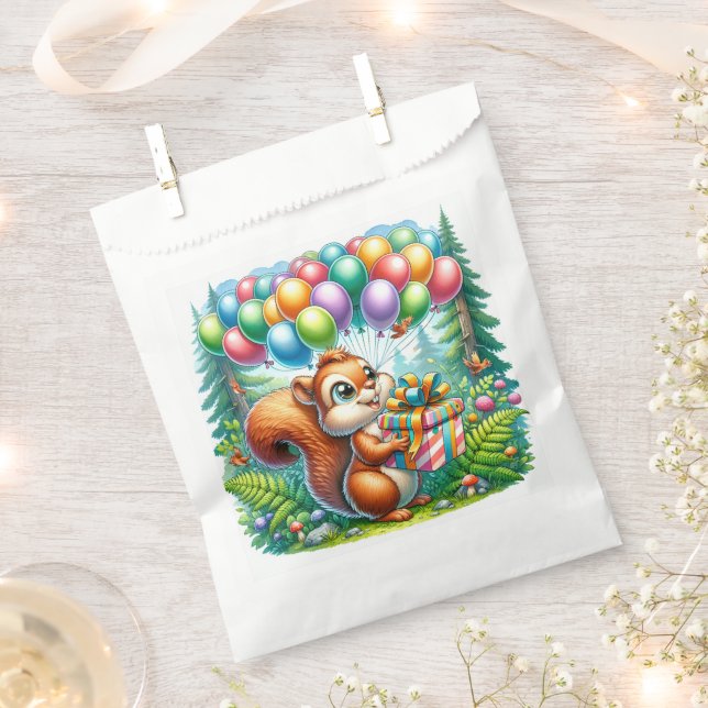 Woodland Animals Themed Birthday Party Favour Bag (Clipped)