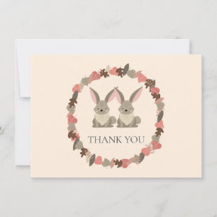 Woodland Animals Twins Thank You Card