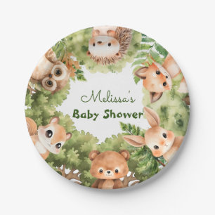 Woodland Animals Watercolor Baby Boy  Shower Paper Plate