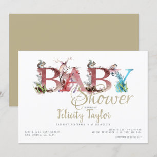 Woodland Animals Watercolor Baby Shower Invitation