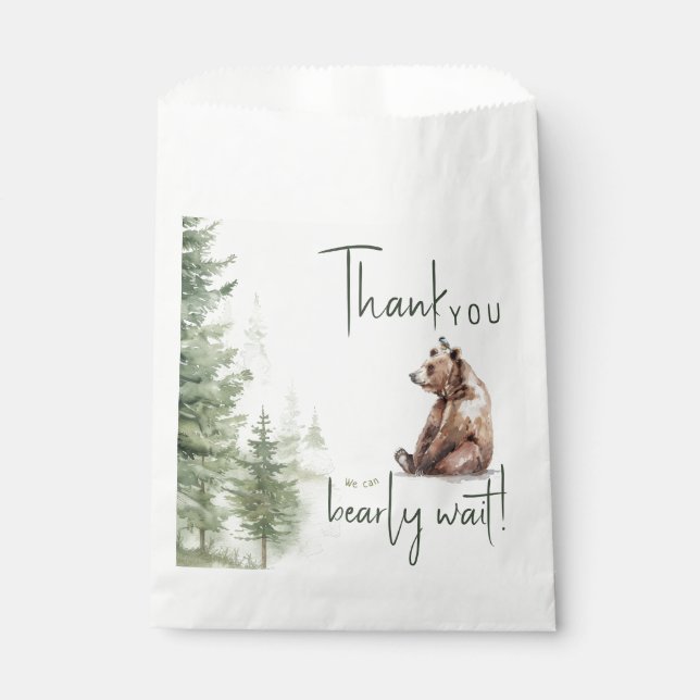 Woodland Animals We Can Bearly Wait Thank You Favour Bag (Front)