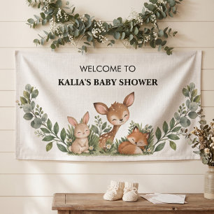 Woodland Animals Welcome Baby Shower Banner