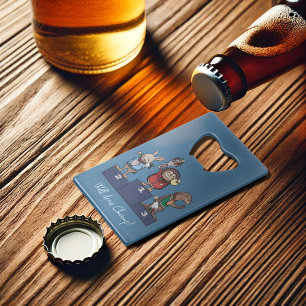 Woodland Animals Well Done Champ! Gift Podium Art Credit Card Bottle Opener