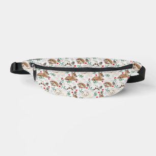Woodland Animals, White Christmas pattern  Fanny Pack