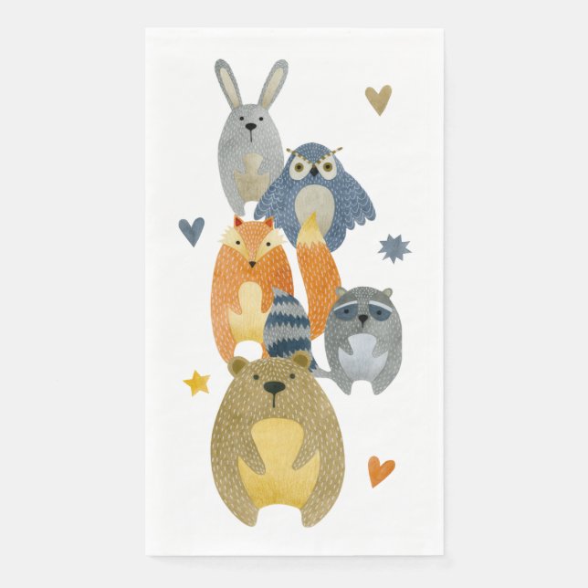 Woodland Animals Wild One Paper Napkins (Front)