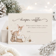 Woodland Animals Winter Baby Shower Diaper Raffle