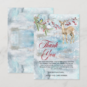 Woodland Animals Winter Boy Baby Shower Thank You  Card