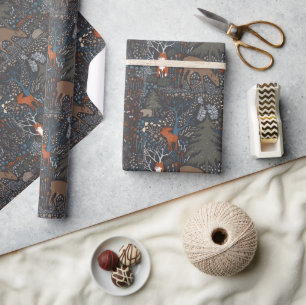 Woodland Animals Winter Woods Wrapping Paper