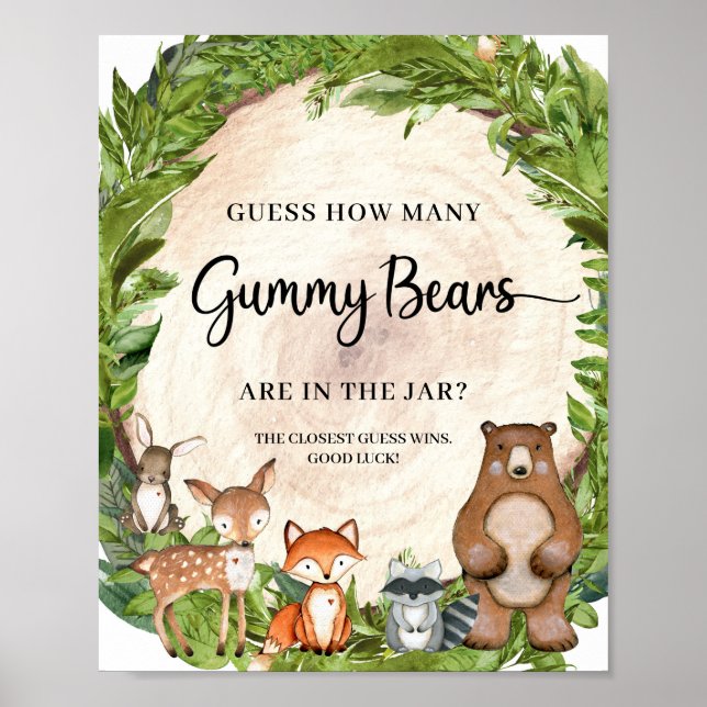Woodland animals wood Guess How Many Gummy Bears Poster (Front)