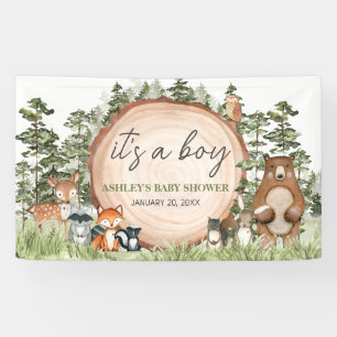 Woodland Animals Wood Slice Baby Shower Banner