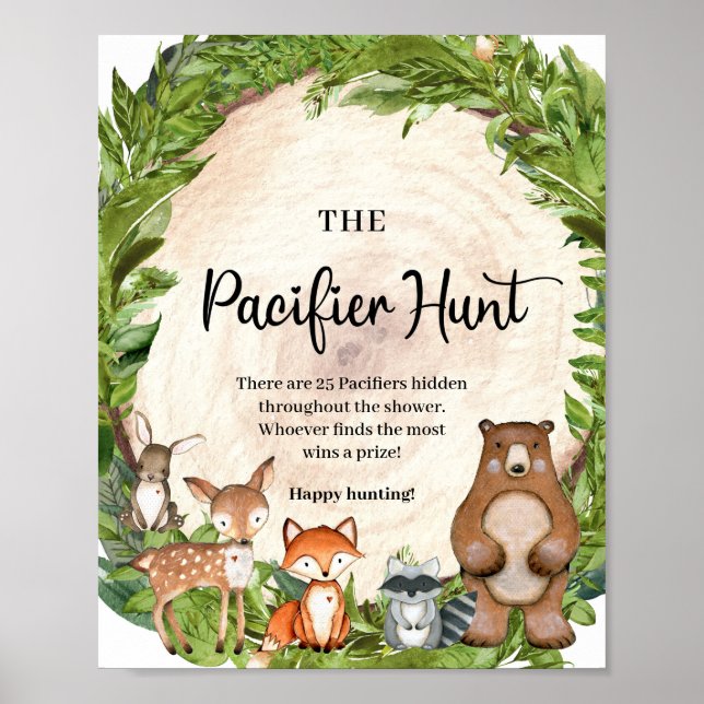 Woodland animals wood slice The Pacifier Hunt game Poster (Front)