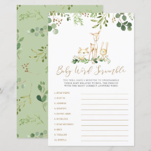 Woodland Animals Word Scramble Baby Shower Game