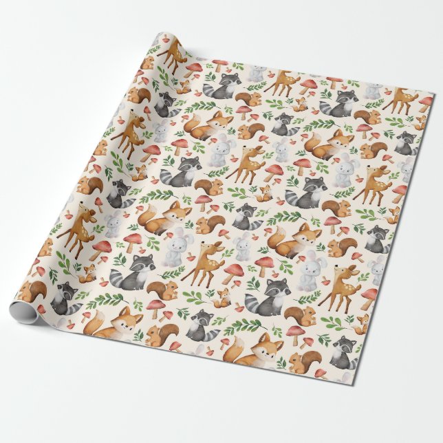 Woodland Animals Wrapping Paper (Unrolled)