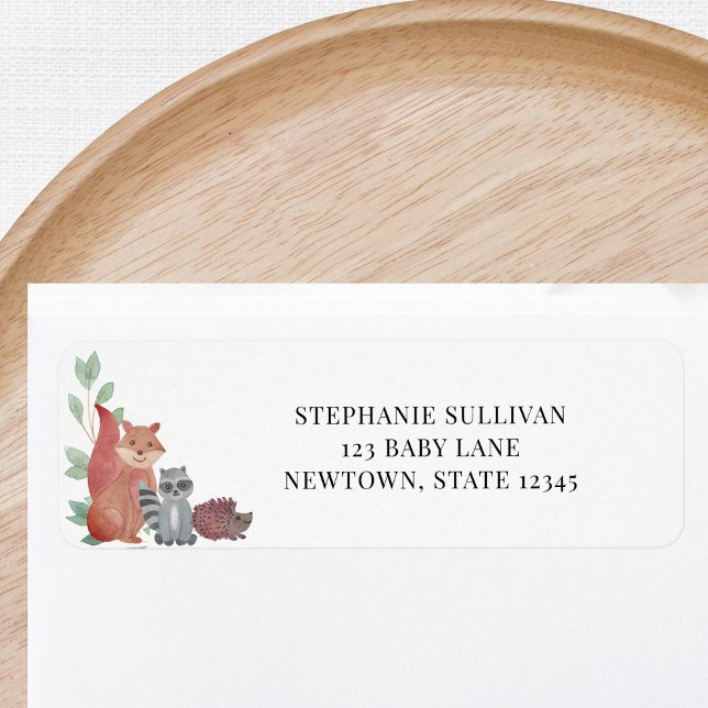 Woodland Animaux Baby shower Adresse de retour (Créateur téléchargé)