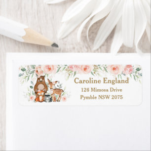 Woodland Animaux Blush Floral Adresse de retour
