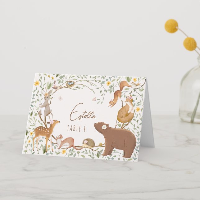 Woodland Animaux Forest Baby shower Carte Place (Créateur téléchargé)